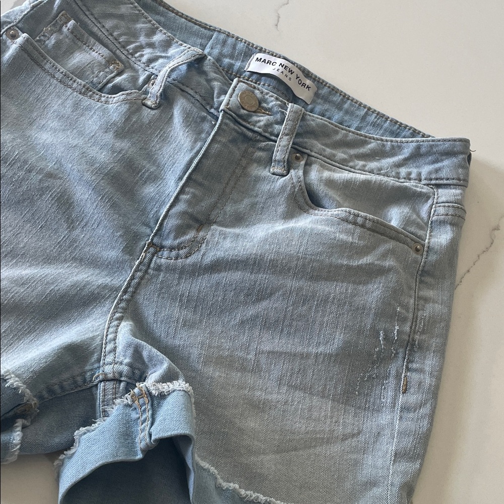 Marc New York Light Blue Distressed Denim Cutoff Shorts